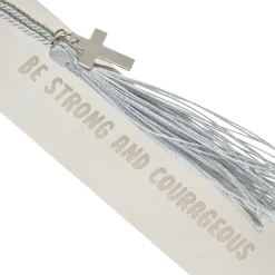 Be Strong and Courageous Metal Bookmark With Cross Charm