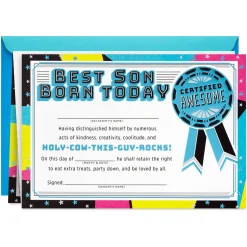 Best Son Customizable Birthday Card With Fill-in-the-Blank Certificate