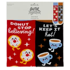 Better Together Donut and Coffee Funny Crew Socks