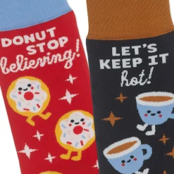 Better Together Donut and Coffee Funny Crew Socks