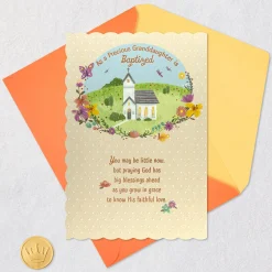 Big Blessings Ahead as You Grow Baptism Card for Granddaughter
