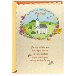 Big Blessings Ahead as You Grow Baptism Card for Granddaughter
