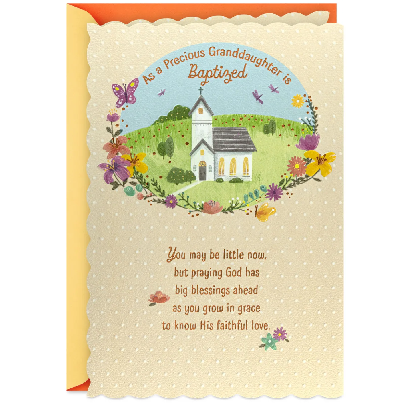 Big Blessings Ahead as You Grow Baptism Card for Granddaughter