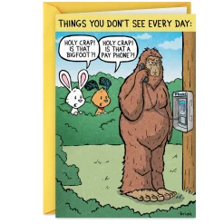 Bigfoot Pay Phone Funny Birthday Card