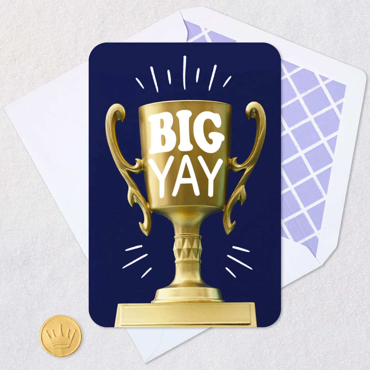 Big Yay Gold Trophy Congratulations Card