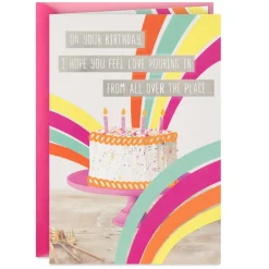 Birthday Cake and Rainbows Birthday Card