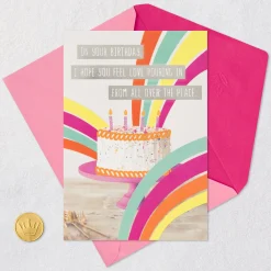 Birthday Cake and Rainbows Birthday Card