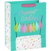 13" Birthday Cake on Aqua Large Gift Bag