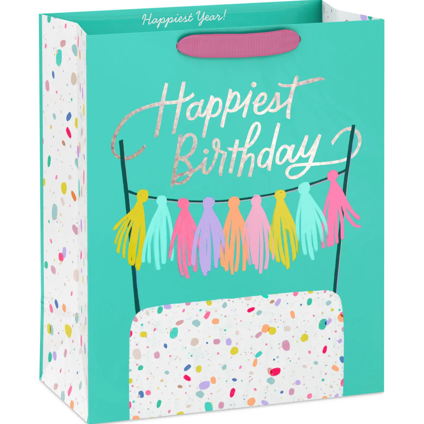 13" Birthday Cake on Aqua Large Gift Bag