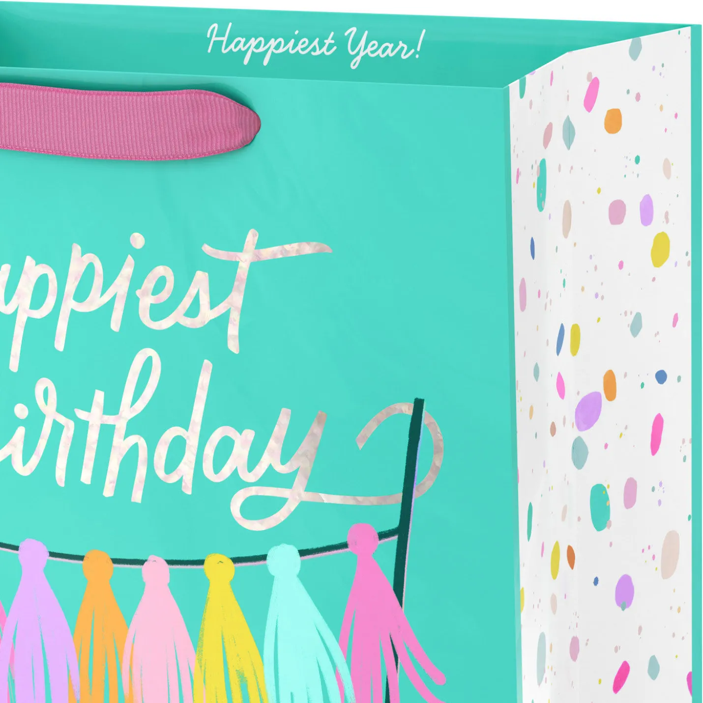 13" Birthday Cake on Aqua Large Gift Bag