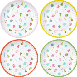 Birthday Celebration Icons Melamine Dessert Plates, Set of 4