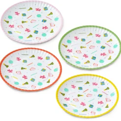 Birthday Celebration Icons Melamine Dessert Plates, Set of 4