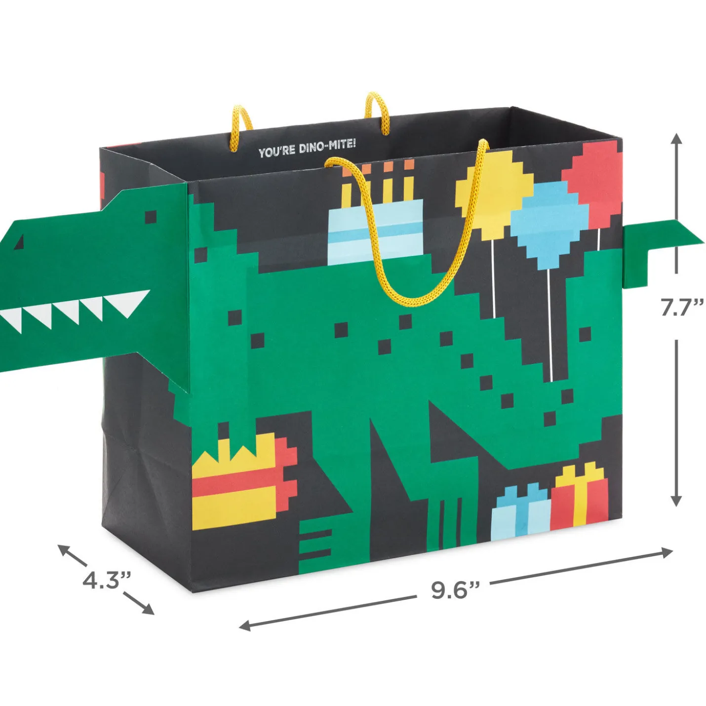 7.7" 8-Bit Dinosaur Medium Horizontal Birthday Gift Bag