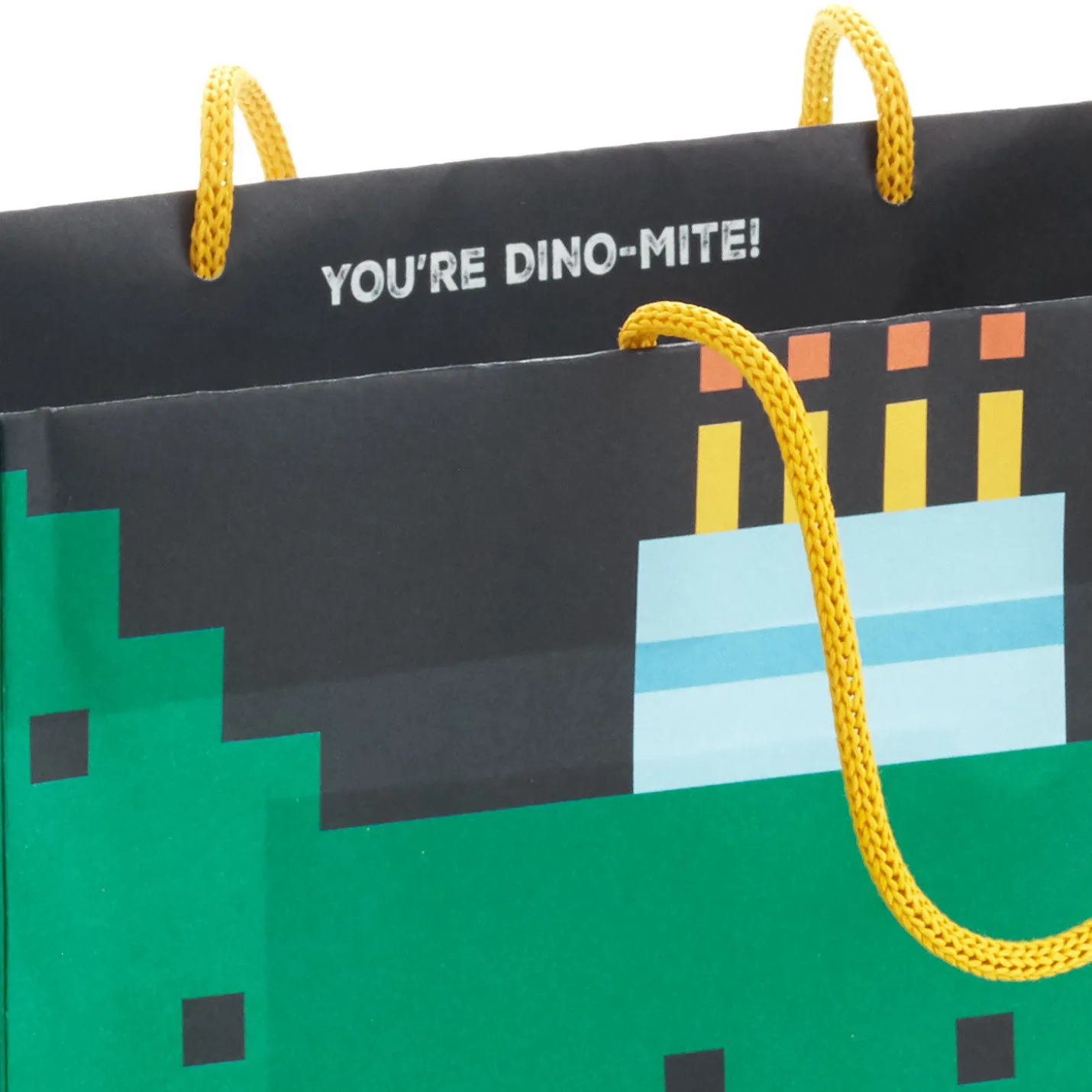 7.7" 8-Bit Dinosaur Medium Horizontal Birthday Gift Bag