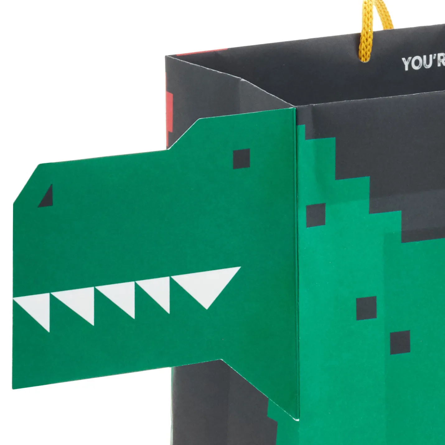 7.7" 8-Bit Dinosaur Medium Horizontal Birthday Gift Bag