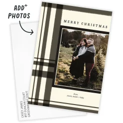 Black and Cream Plaid Flat Christmas Photo Card
