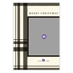 Black and Cream Plaid Flat Christmas Photo Card