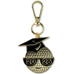 Black and Gold Disco Ball 2026 Graduation Keychain