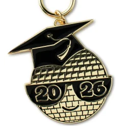 Black and Gold Disco Ball 2026 Graduation Keychain