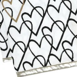 Black and Gold Heart Doodles Tea Towel, 18x24