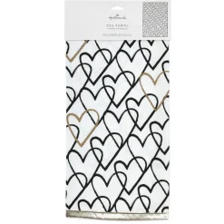 Black and Gold Heart Doodles Tea Towel, 18x24
