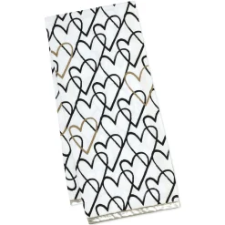 Black and Gold Heart Doodles Tea Towel, 18x24