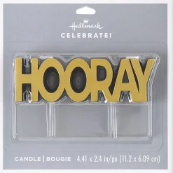 Black and Gold "Hooray" Birthday Candle