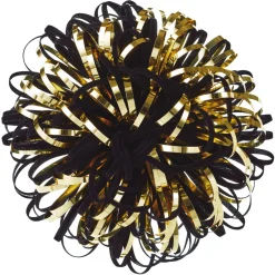 5" Black and Gold Looped Pom-Pom Gift Bow