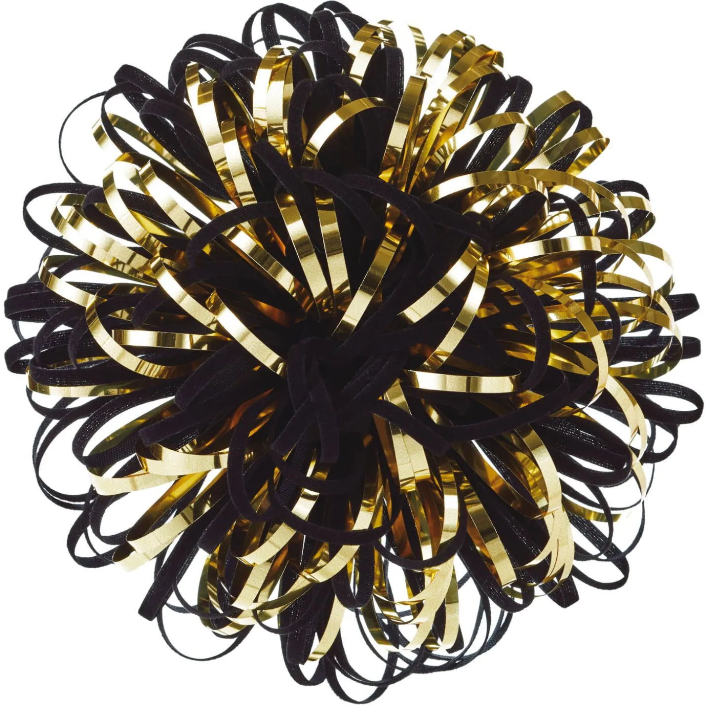 5" Black and Gold Looped Pom-Pom Gift Bow