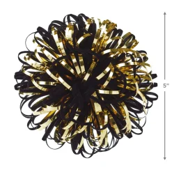 5" Black and Gold Looped Pom-Pom Gift Bow
