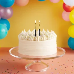 Black and Gold Squiggles Birthday Candles, Pack of 4