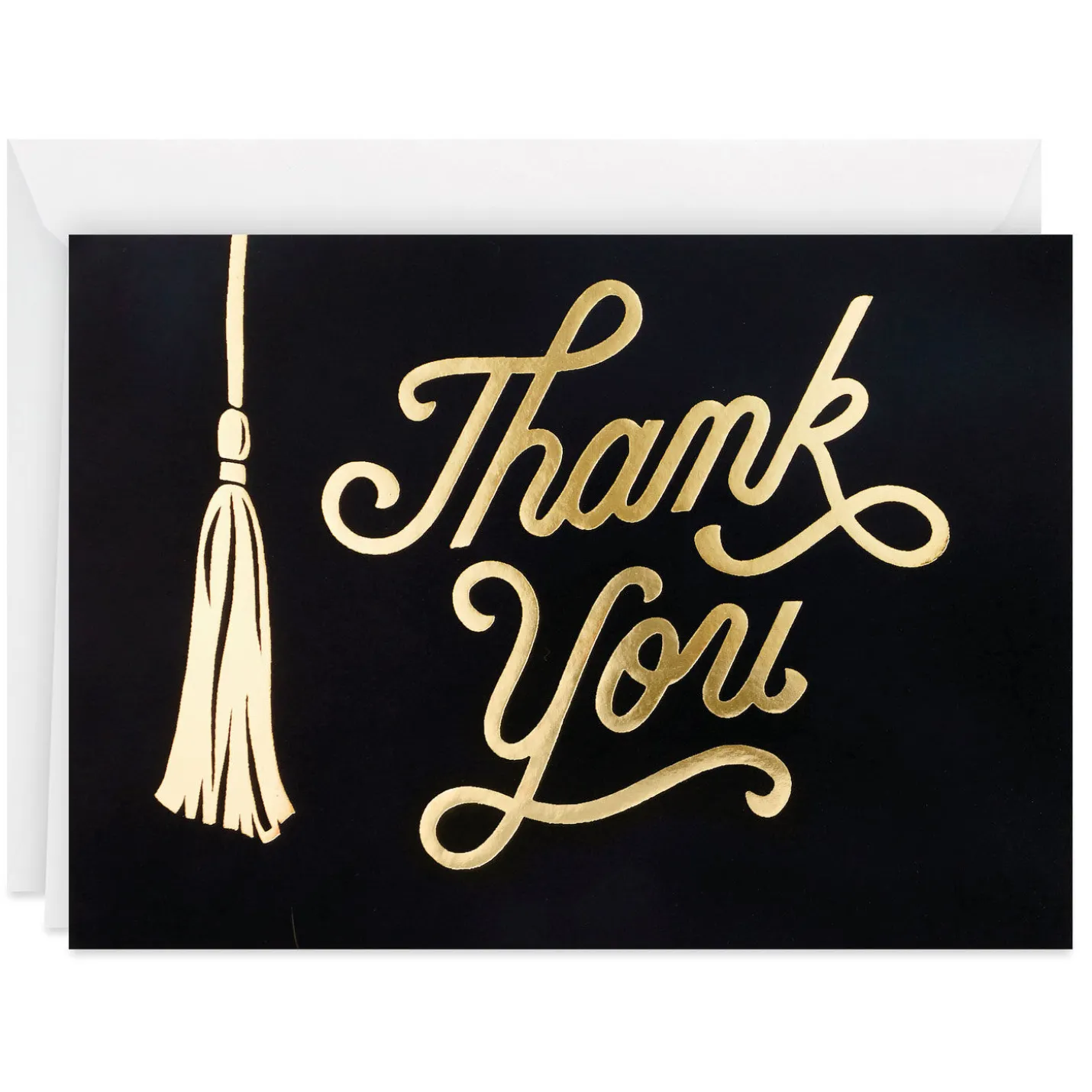 Black and Gold Tassel Blank Graduation Thank-You Notes, Pack of 40
