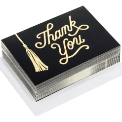 Black and Gold Tassel Blank Graduation Thank-You Notes, Pack of 40