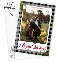 Black and Gray Plaid Flat Christmas Photo Card