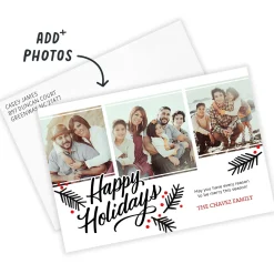 Black and Red Greenery Flat Holiday Photo Card