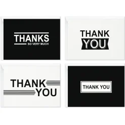 Black-and-White Assorted Blank Thank-You Notes, Pack of 48