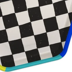 Black and White Checkered Hexagonal Dessert Plates, Pack of 8