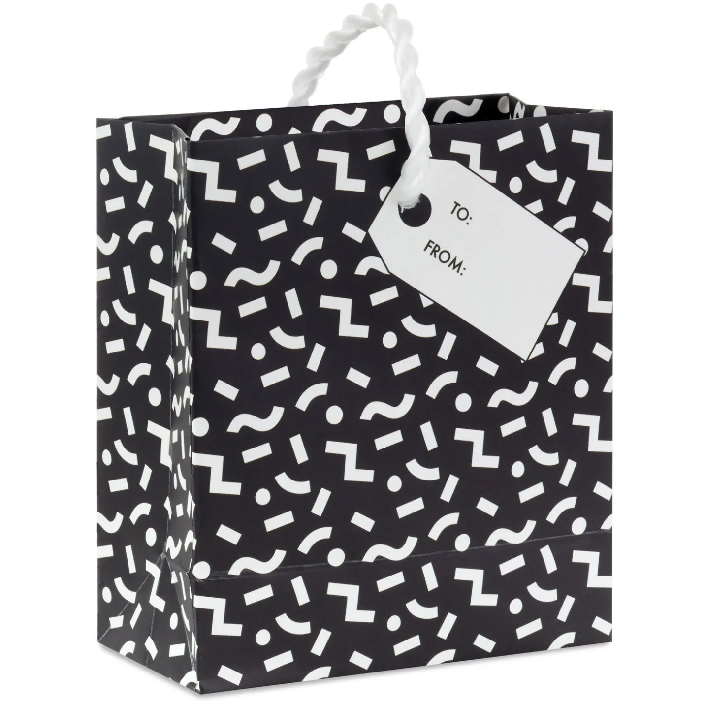 4.6" Black and White Mod Shapes Gift Card Holder Mini Bag
