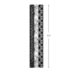 Black and White Prints 3-Pack Reversible Wrapping Paper, 75 sq. ft. total