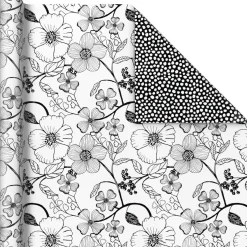 Black and White Prints 3-Pack Reversible Wrapping Paper, 75 sq. ft. total