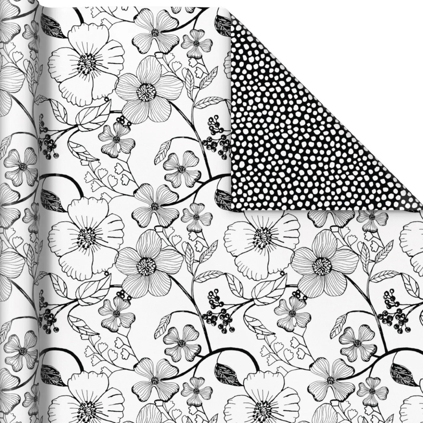 Black and White Prints 3-Pack Reversible Wrapping Paper, 75 sq. ft. total