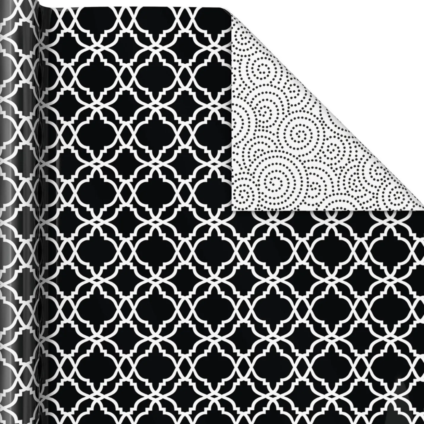 Black and White Prints 3-Pack Reversible Wrapping Paper, 75 sq. ft. total