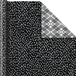 Black and White Prints 3-Pack Reversible Wrapping Paper, 75 sq. ft. total
