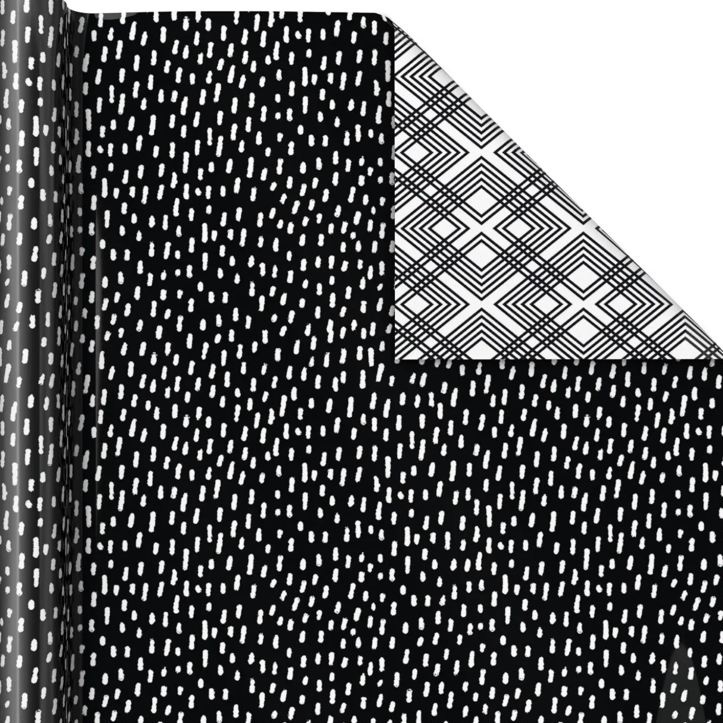 Black and White Prints 3-Pack Reversible Wrapping Paper, 75 sq. ft. total