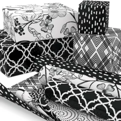 Black and White Prints 3-Pack Reversible Wrapping Paper, 75 sq. ft. total