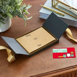 4.5" Black Gift Card Holder Box With Gold Satin Bow