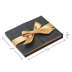 4.5" Black Gift Card Holder Box With Gold Satin Bow