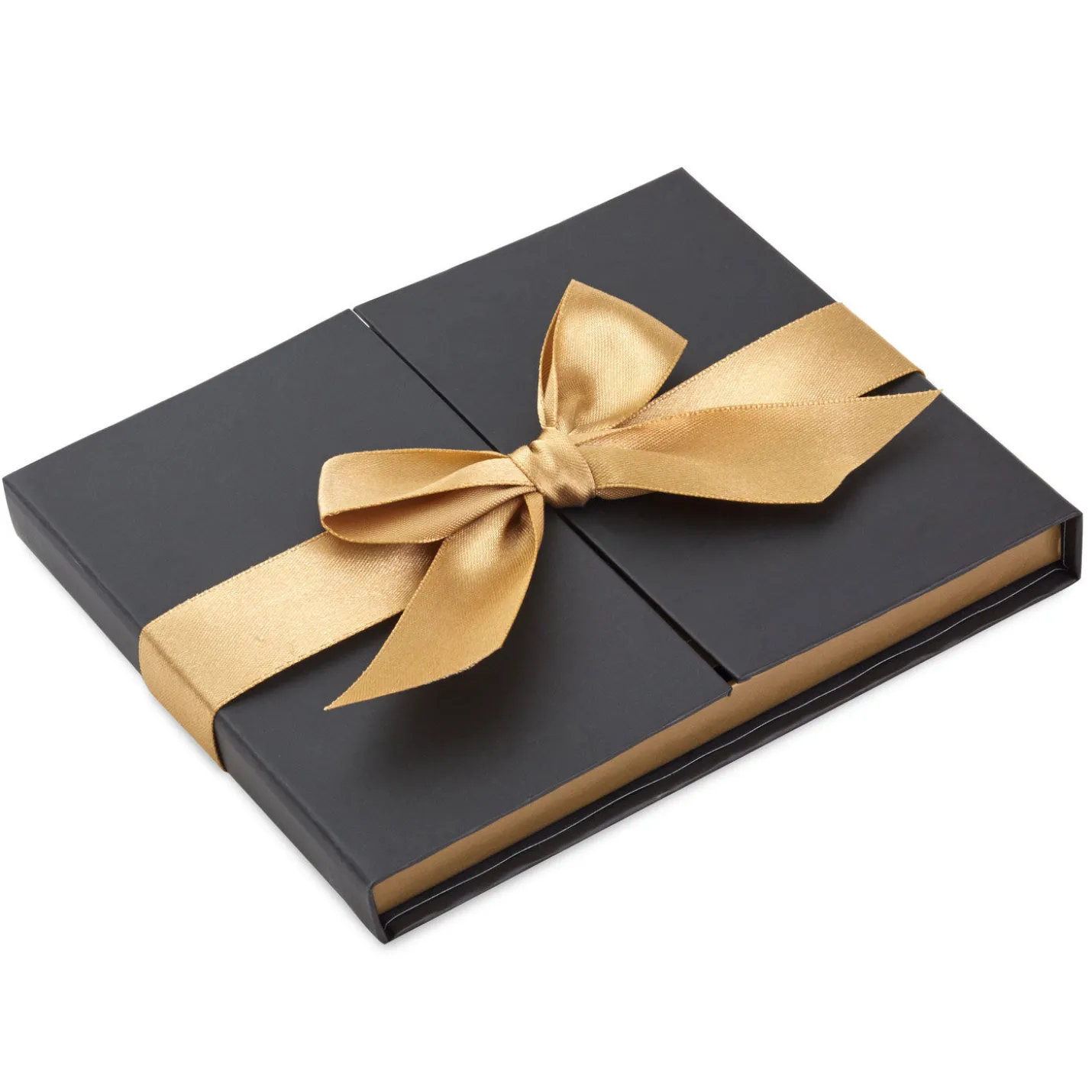4.5" Black Gift Card Holder Box With Gold Satin Bow
