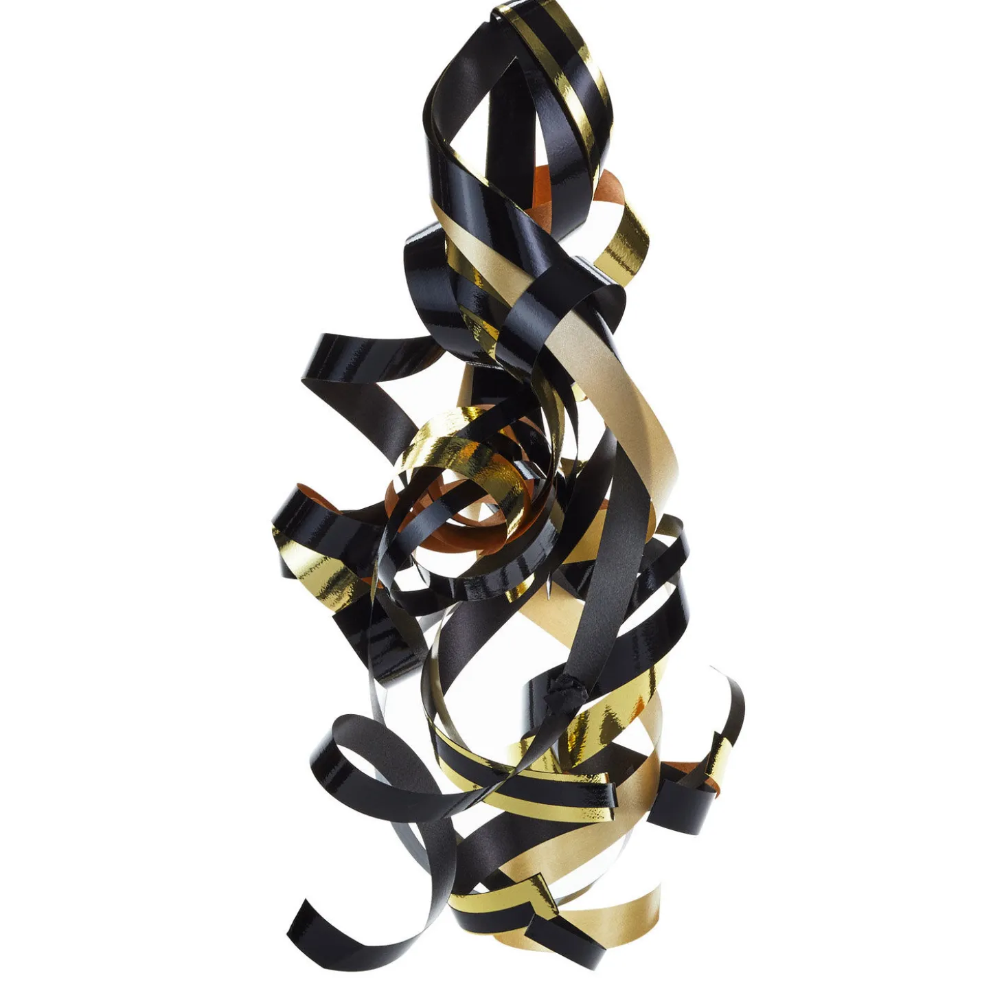 Black/Gold Curly Ribbon Gift Bow, 4.6"