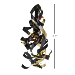 Black/Gold Curly Ribbon Gift Bow, 4.6"